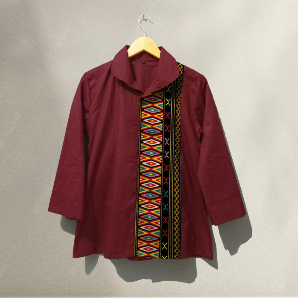 Angela Batik Batak | Blouse Batik Batak | Kemeja Batik Etnik Wanita Motif Ulos