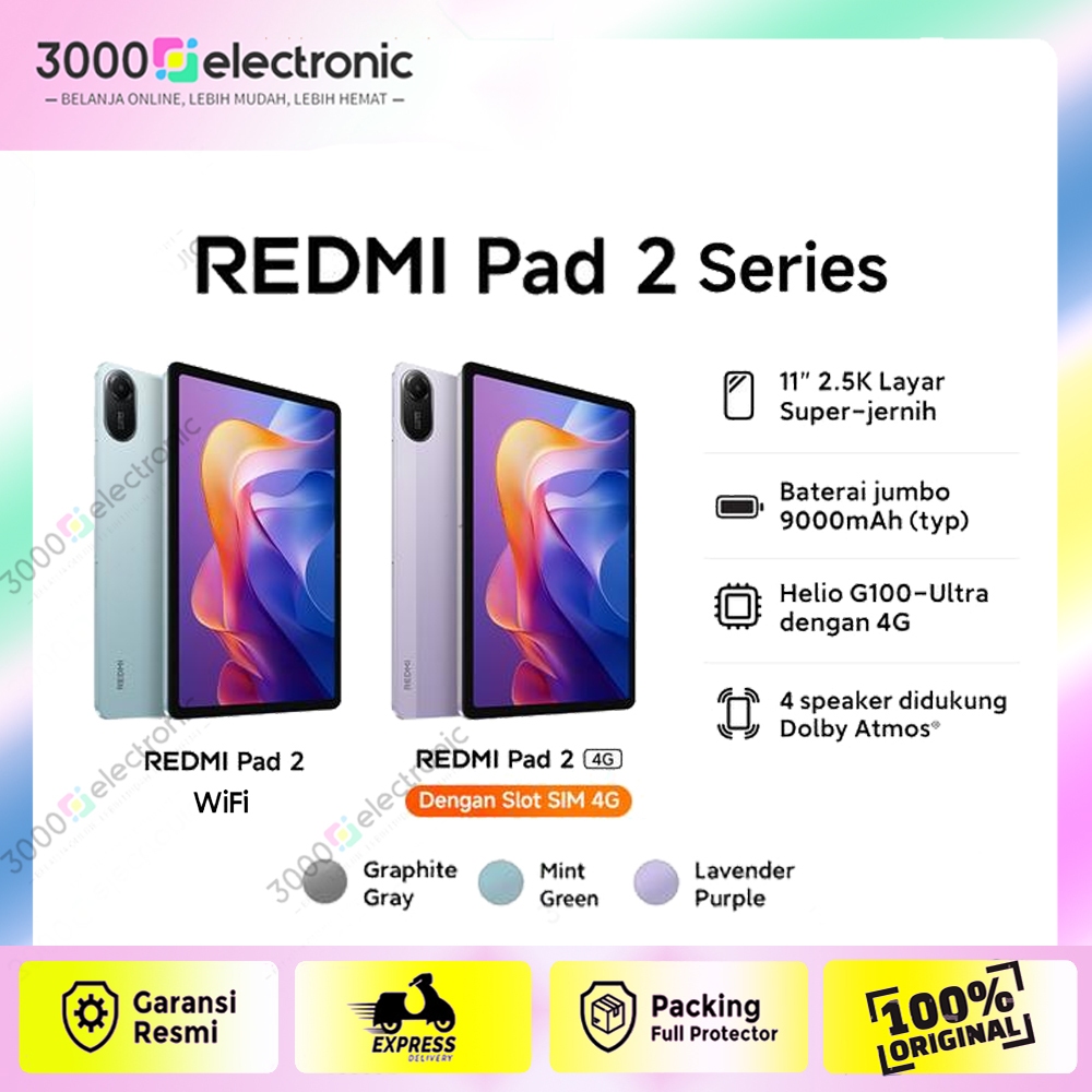 Xiaomi REDMI PAD 2 - 4G / LTE Ram 6+128GB / WIFI ONLY Ram 4+128GB - REDMIPAD2 Tablet/ Tab Layar 11" 