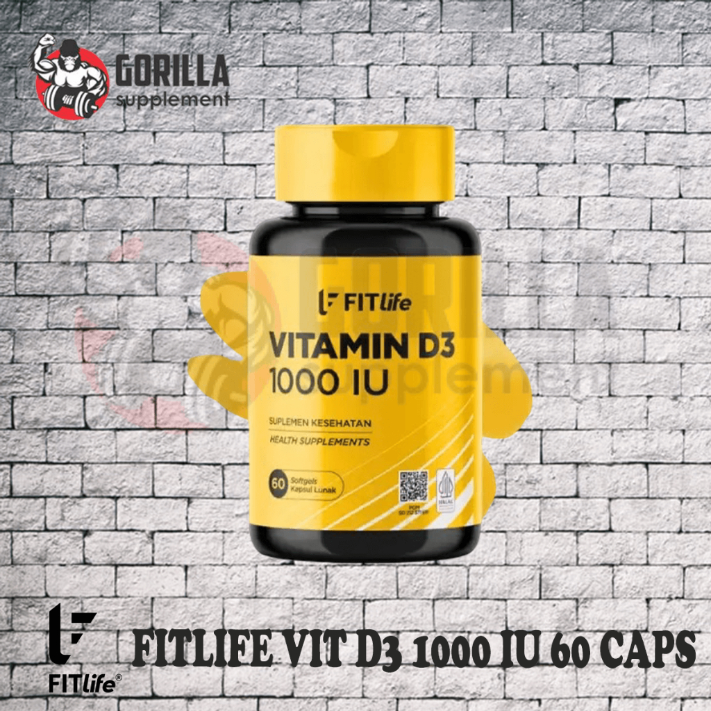 FITLIFE  Vitamin D3 1000 IU 60 Kapsul Lunak Softgel Multivitamin BPOM Dan HALAL
