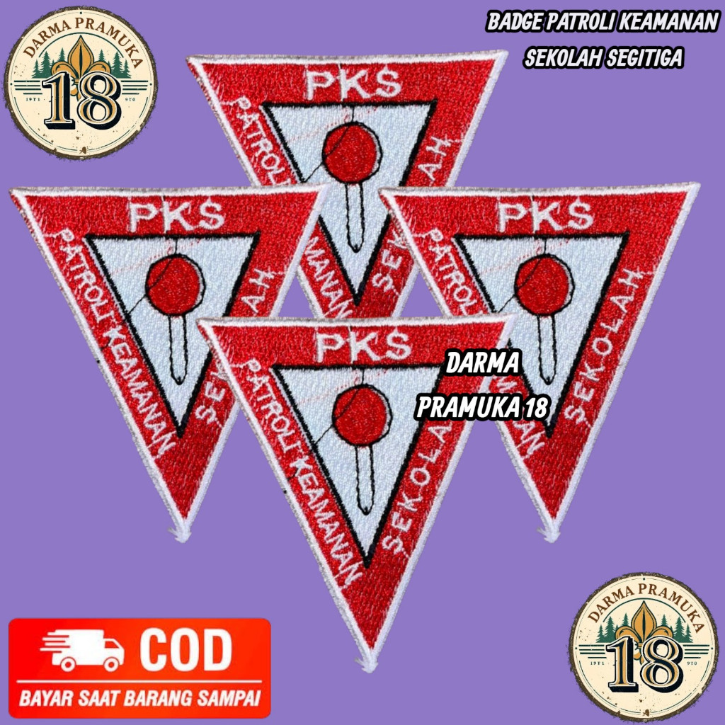 Bet Logo PKS sekolah bordir / Bedge Patroli Keamanan Sekolah PKS Merah Putih Segitiga Bijian