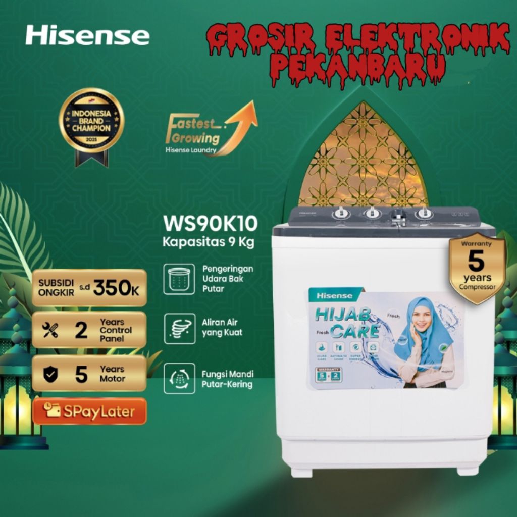 MESIN CUCI HISENSE 9KG HIJAB SERIES WS90K10 GARANSI RESMI 5 TAHUN