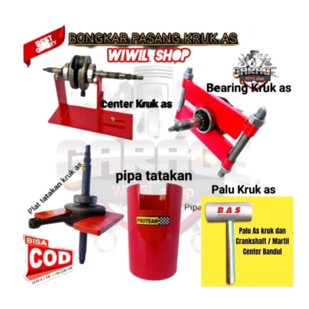 Paket Lengkap Senter kruk as pipa tatakan kruk as bantalan kruk as bearing kruk as palu kruk as leng