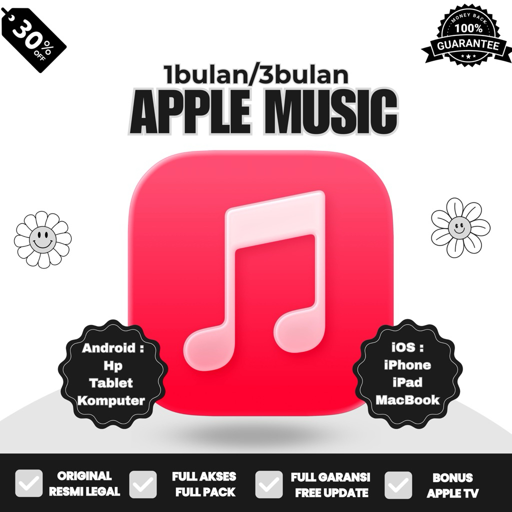 Apple Music Premium 3 Bulan Full Pack Full Garansi Resmi Legal iOS Dan Android iPhone iPad MacBook H
