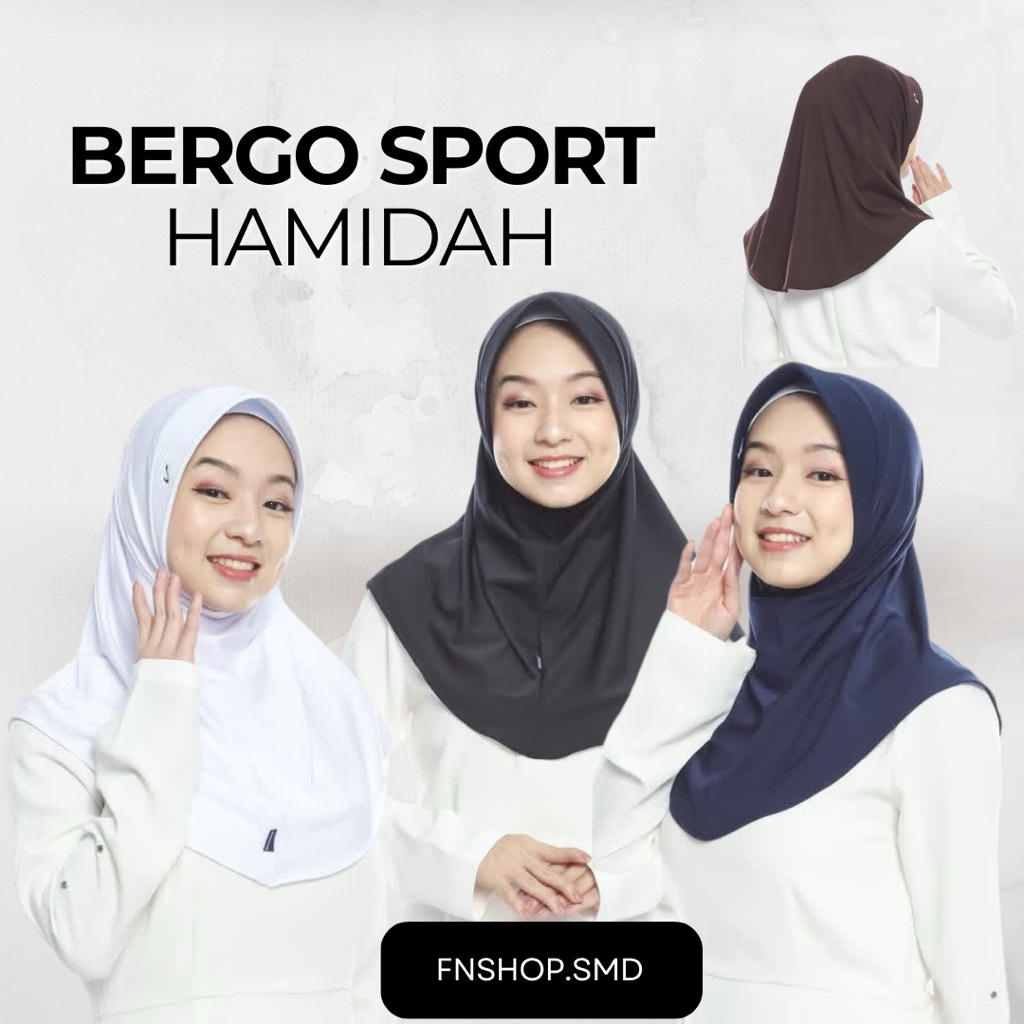 Bergo Sport Hamidah Jersey Premium - Hijab Instan Olahraga & Daily Adem, Bahan Jatuh dan Ringan