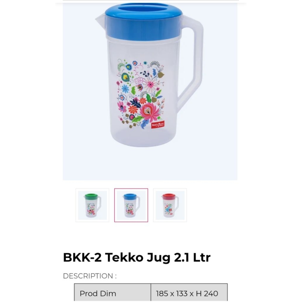 Tekko Jug 2,1 Lt 4,6 Liter Basic Home Lion Star Eskan Wadah Teko Air Minum Jumbo Besar BPA Free food