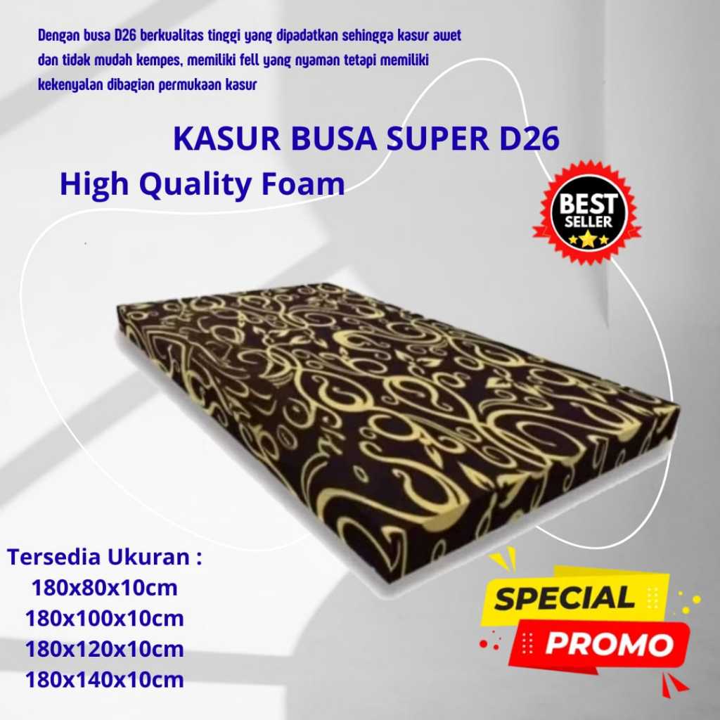Kasur Busa Super D26 Plus Cover Busa Berkualitas Anti Kempes Ukuran Single
