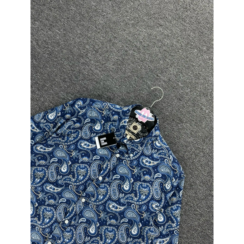 Kemeja pretty green paisley blue original's
