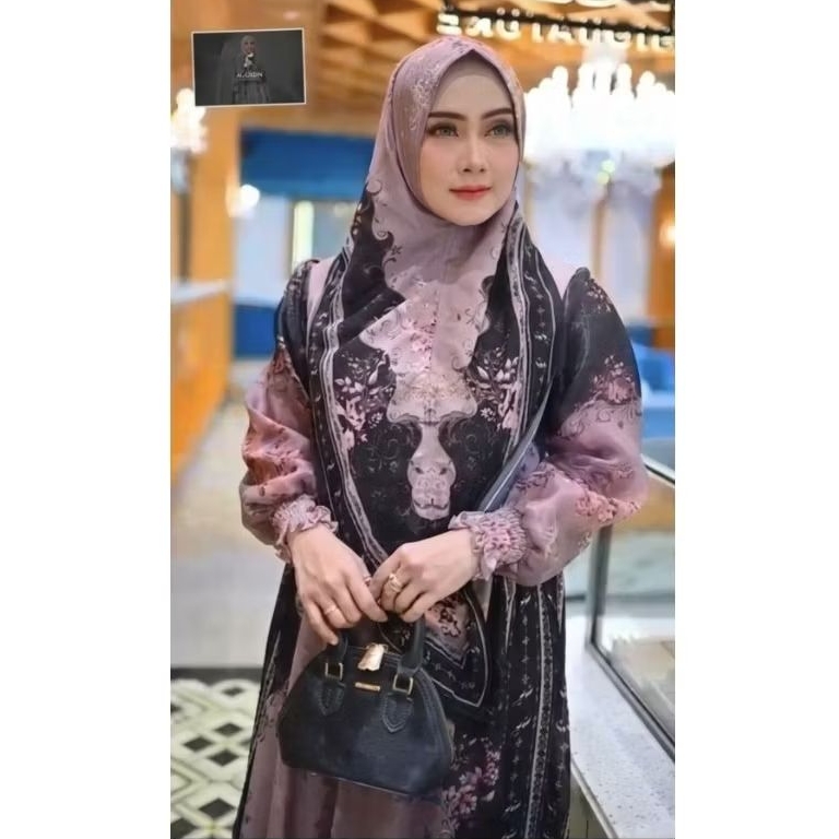 Set Khimar Zahira Design brand ori Gamis, dress, syar'i coklat susu