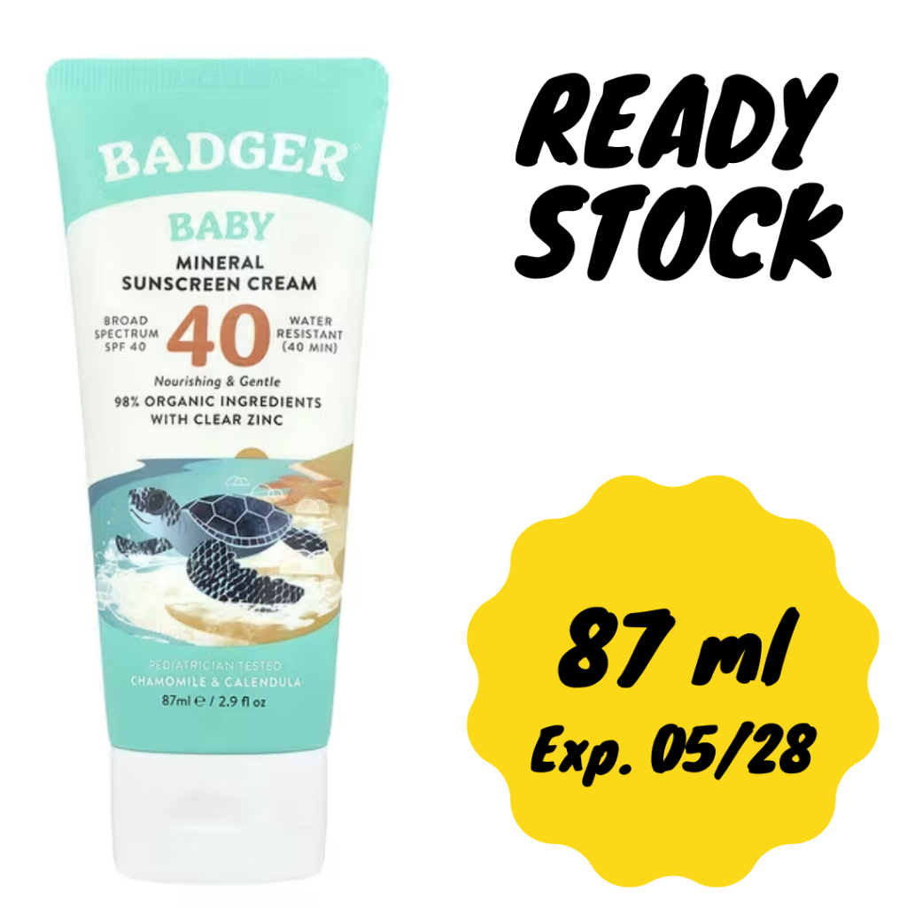 Sunblock Anak Bayi Badger Baby Mineral Sunscreen Cream SPF 40  87 ml