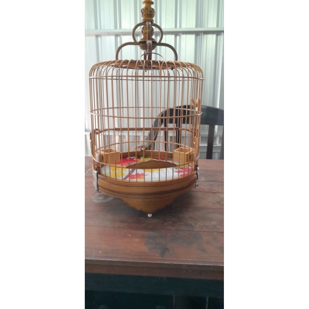 Sangkar Cungkok Premium Bambu Asli Berkuwalitas D24 full aksesoris