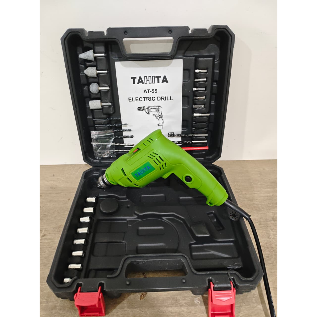 TAHITA Mesin Bor Listrrik 10mm Koper Set Mata Bor Bor Bolak Balik Electric Drill Bor Set 10mm AT-55