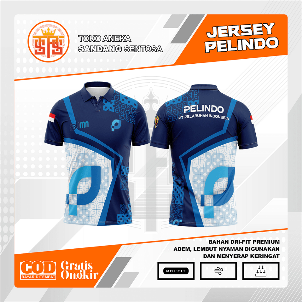 TASS Jersey PELINDO (PT Pelabuhan Indonesia) Polo Pendek Unisex Dri-Fit Premium