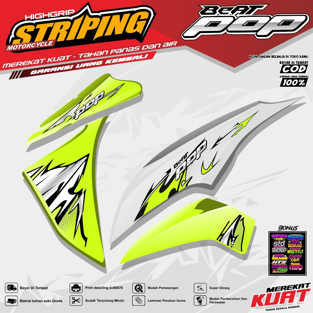Striping Transparan Variasi BEAT POP 2014 - 2019 Variasi Motif Simple KEREN