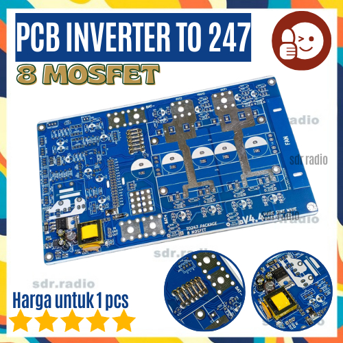 PCB INVERTER DC TO DC 8 MOSFET BIRU berkualitas PCB biru LF 8 mosfet 8mosfet 8fet to-247 pure sine w