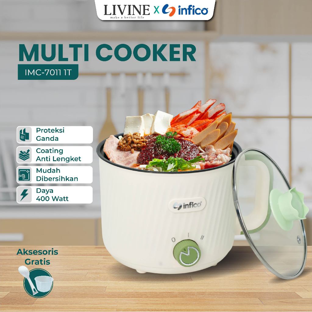 Infico Panci Listrik 400 watt Anti Lengket alat dapur alat masak listrik panci mpasi bayi panci anti