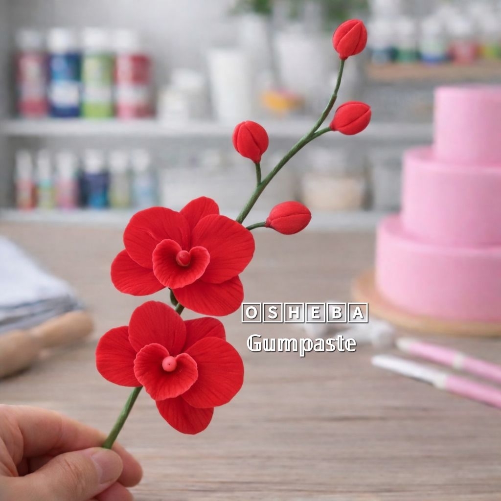 [osheba] gumpaste bunga filler anggrek SQ 42 warna merah