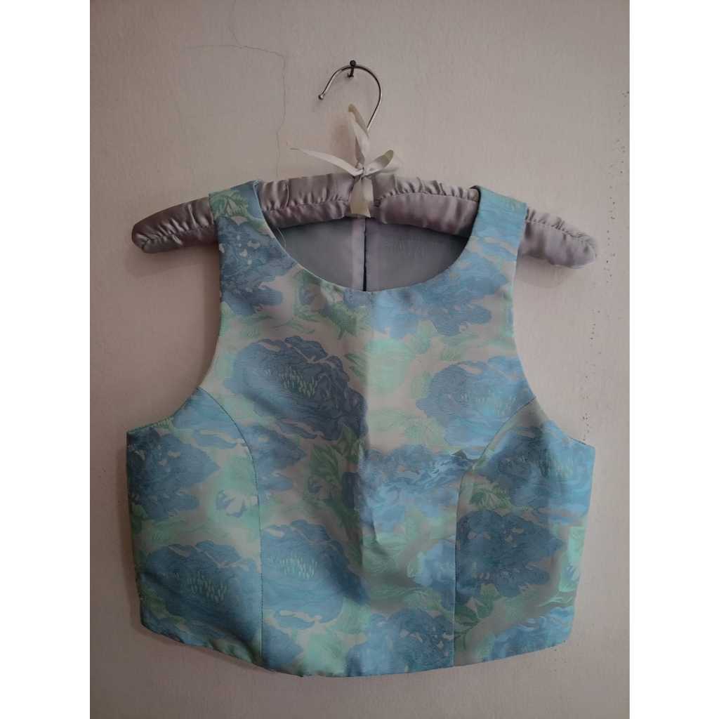 Preloved Setelan Rompi dan Rok Warna Biru Hijau Tosca