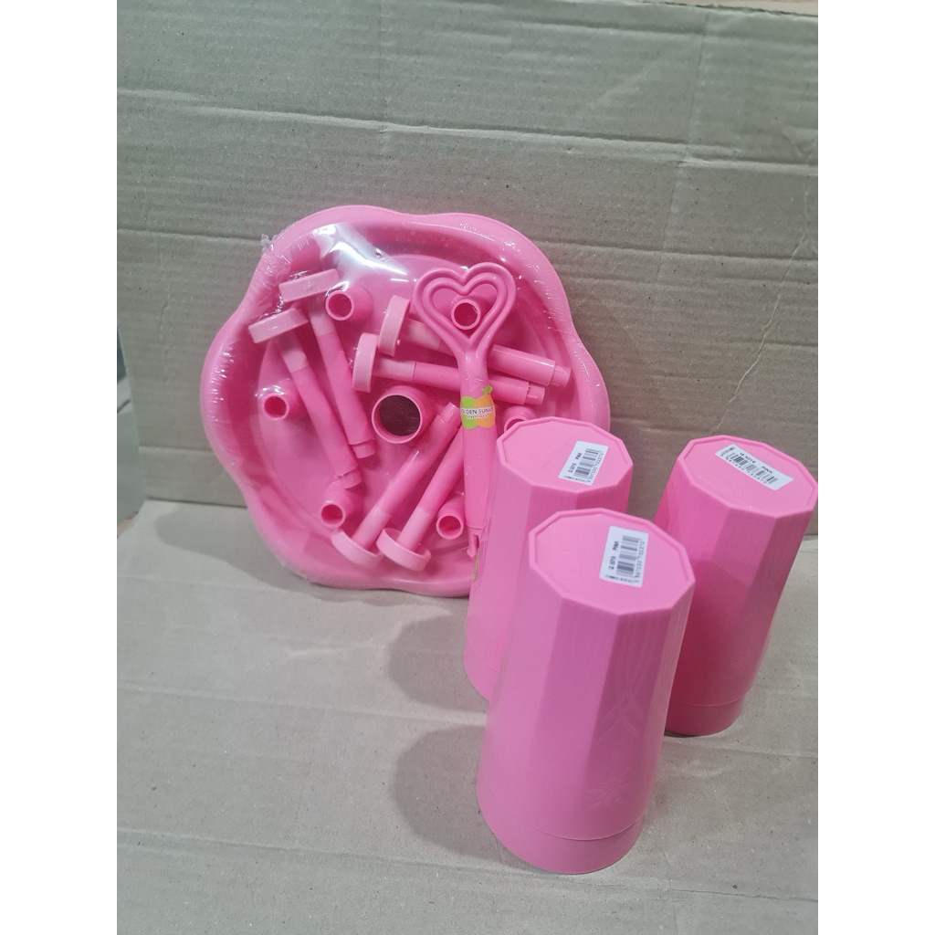 Rak Gelas Set Pink Isi 6pcs Golden Lemon