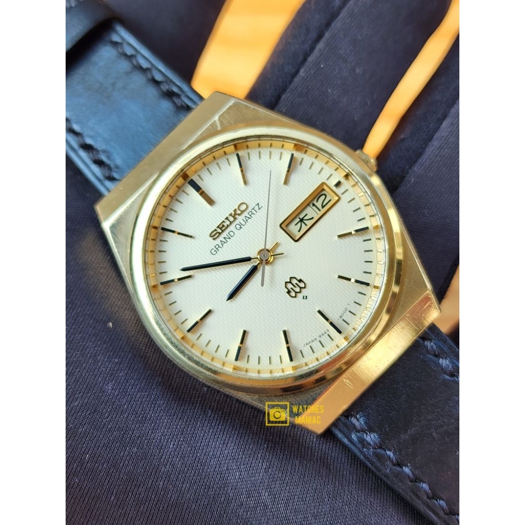 Jam Tangan Super Rare Luxury Vintage Original Seiko Grand Quartz Gold Day Date Japan Made