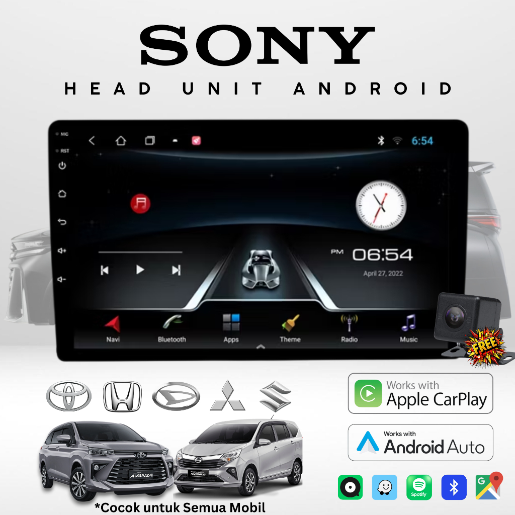 SONY HEAD UNIT ANDROID 6GB+64GB Pemutar Mobil Android + Bonus Kamera Mundur