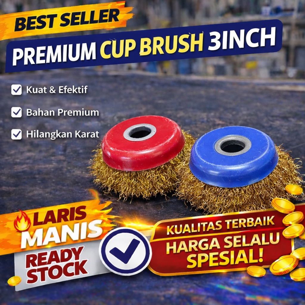 Cup Brush 3 Inch Gerinda Pembersih Karat | Kawat Baja Wire Brush Gerinda | Amplas Sikat Karat Besi