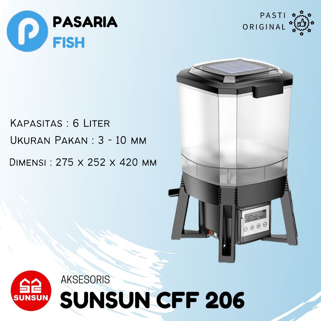 Auto Feeder SUNSUN CFF 206 PRO / CFF206PRO Pemberi Makan Otomatis Tenaga Matahari Ikan/Kucing/Anjing
