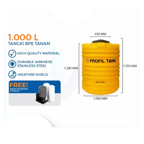 Profil Tank Tandon Air Toren Tanam BPE 1000 dan 500 Liter Pengiriman Bandung dan Cirebon
