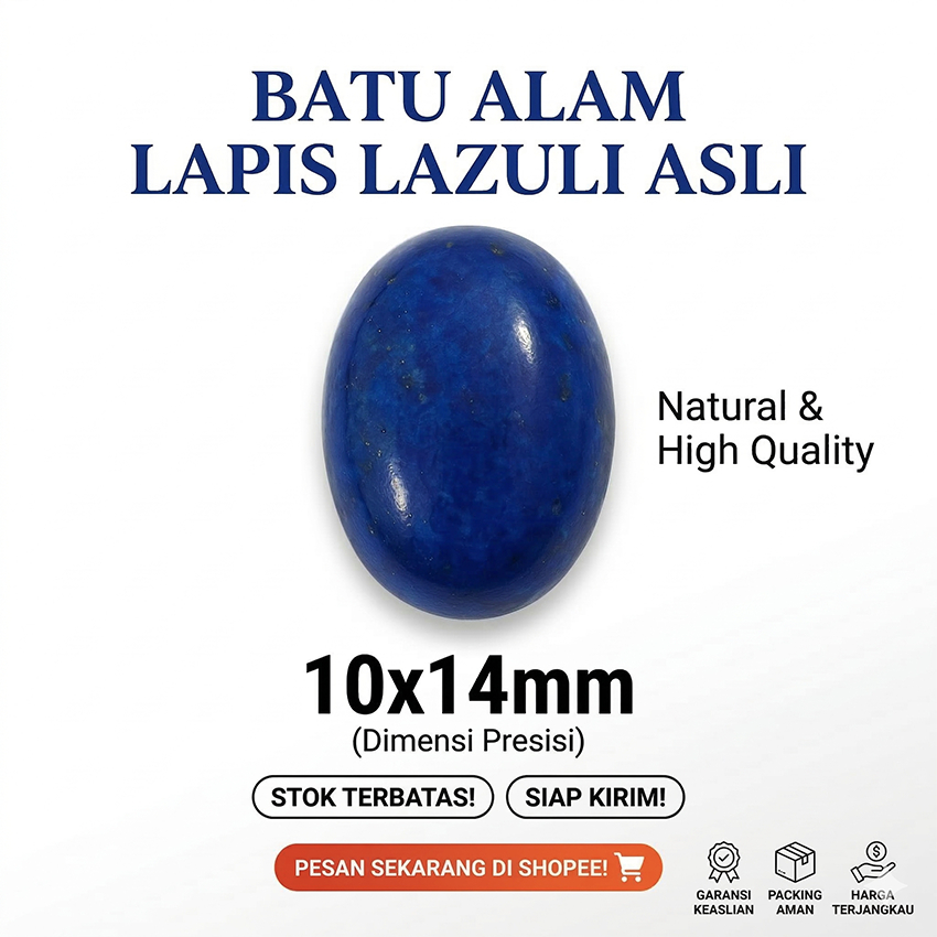 Batu Lapis Lazuli Natural – Oval Cabochon (10x14mm)