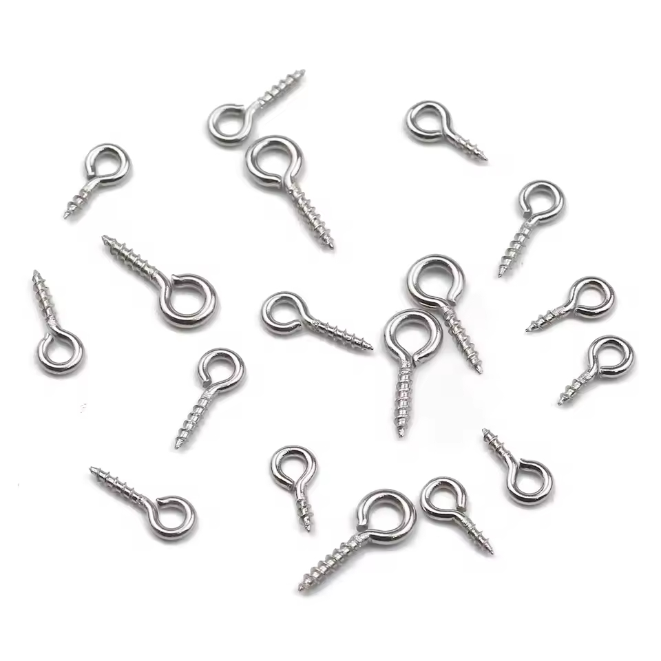 [10 Pcs] Paku Ulir Skrup Mini Screw Paku Closed Hook Paku Mata Ulir Gantungan Bahan DIY Crafting