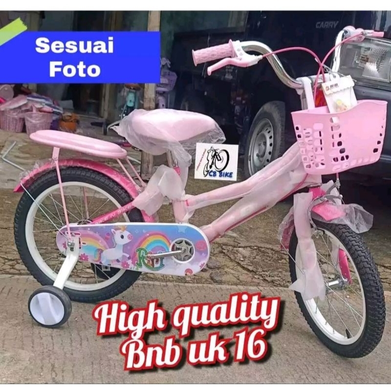 sepeda anak perempuan CTB BNB Unicorn edisi kartun RIRI ukuran 16 & 18 usia 2 - 8 tahun terbaru