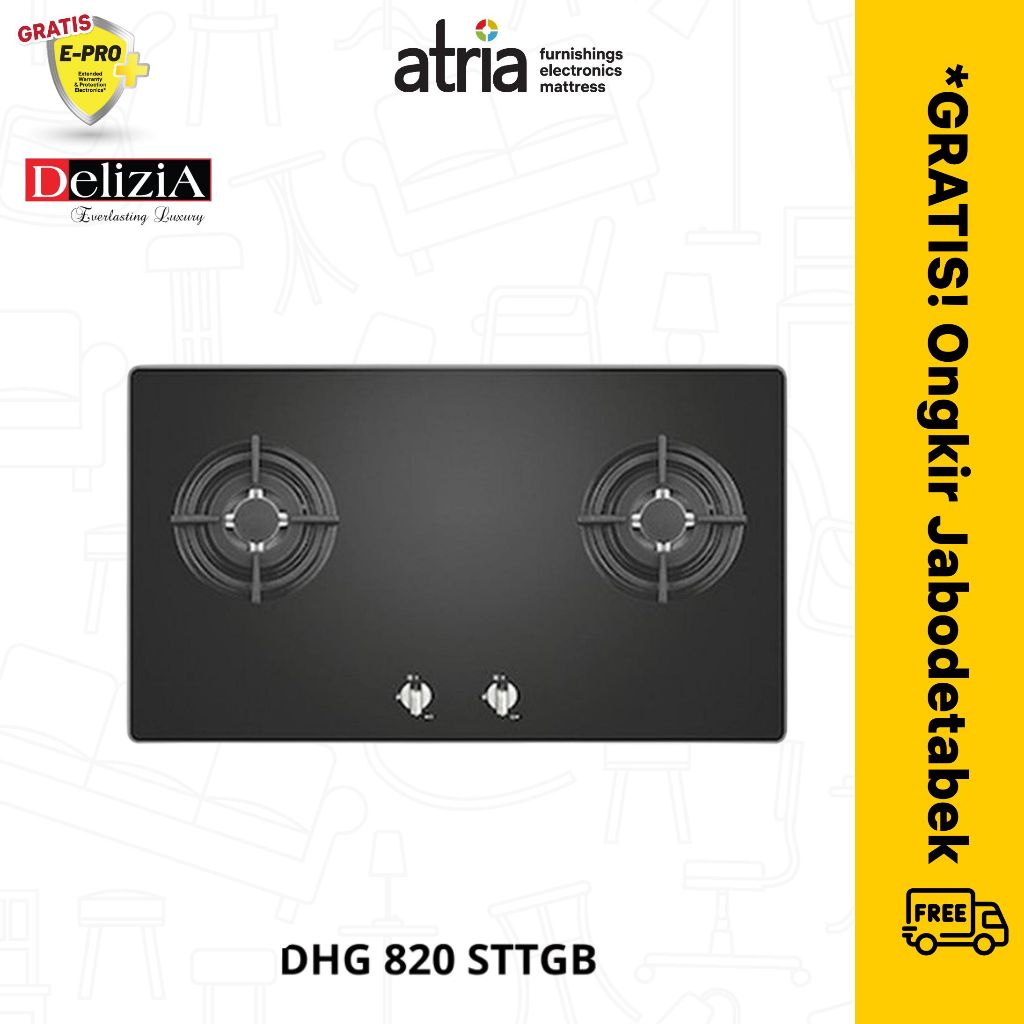 Delizia DHG820STTGB Built In Gas Hob 80 Cm Kompor Gas Tanam Garansi