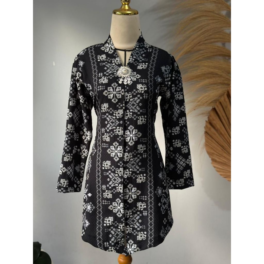 Kebaya Kutubaru Klasik Motif Bunga Atasan Tunik Panjang Gambar Kembang Baju Kebaya Floral Jadul Anti