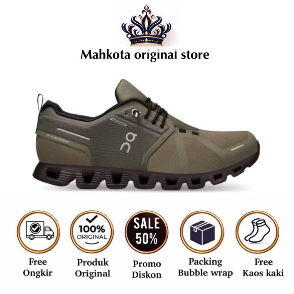 Sepatu Pria On Running Cl0ud 5 Olive Green Army Shoes