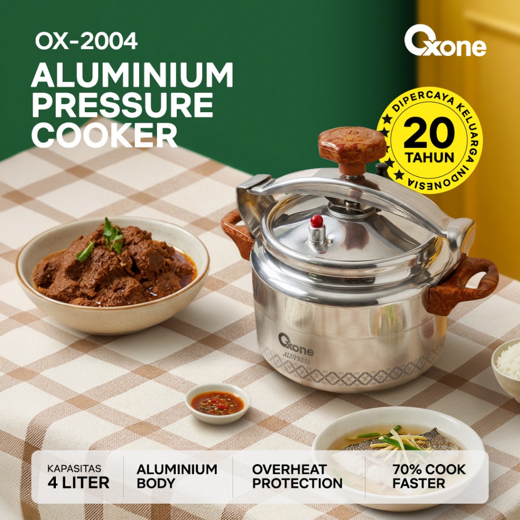Oxone  OX2004 Presto Panci Alumunium Pressure Cooker 4L Premium