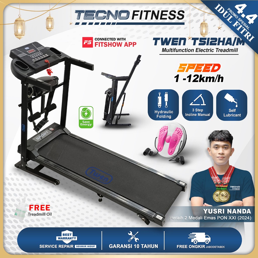 Twen T512HA+M Treadmill Listrik Elektrik Treadmill Multifunction