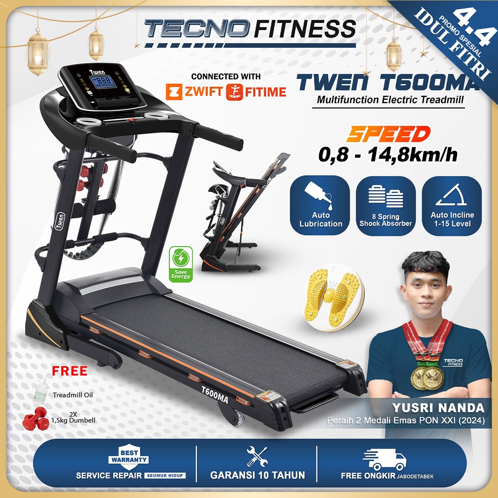 TWEN T600M T600MA series Treadmill Portable / Treadmill Electric Low Watt / Treadmill Elektrik Alat 