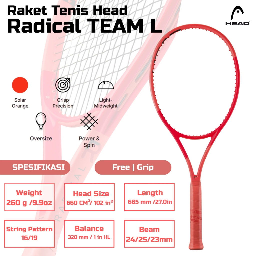 Raket Tenis Racket Tennis Head Radical Team L Original