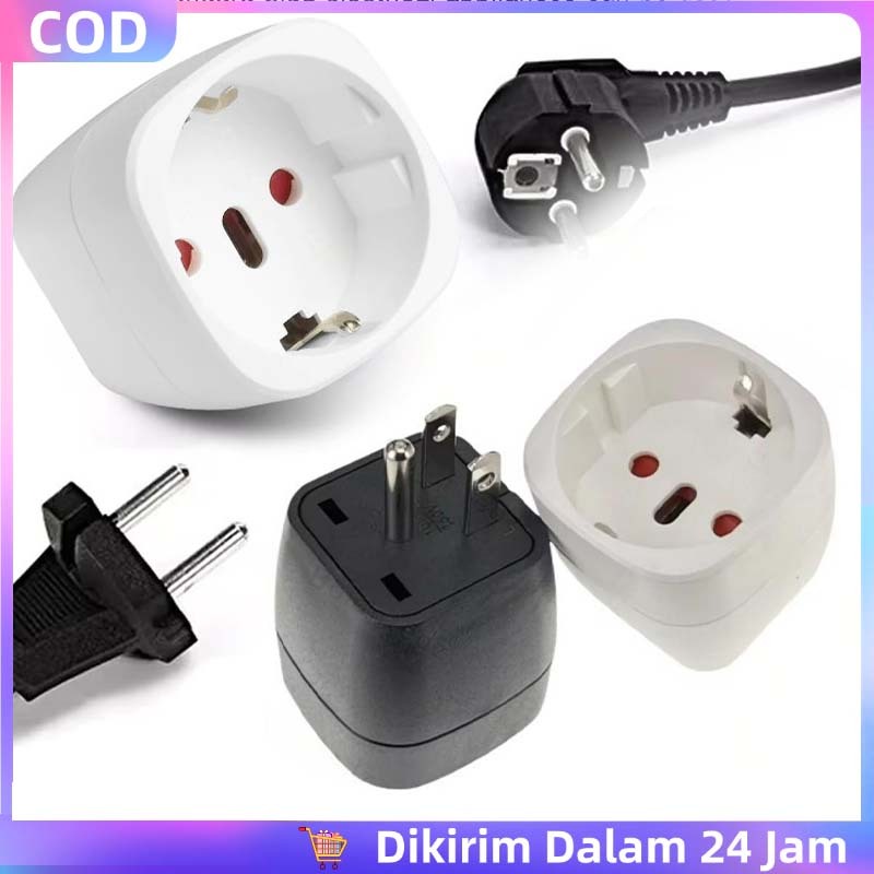 Eu-16 Adaptor Colokan 3 Colokan 2 Ke Kaki 3 Adapter Colokan