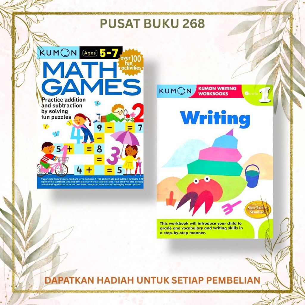 [ FULL COLOR] Buku KUMON Writing & KUMON MATH GAMES Buku Belajar Anak KUMON
