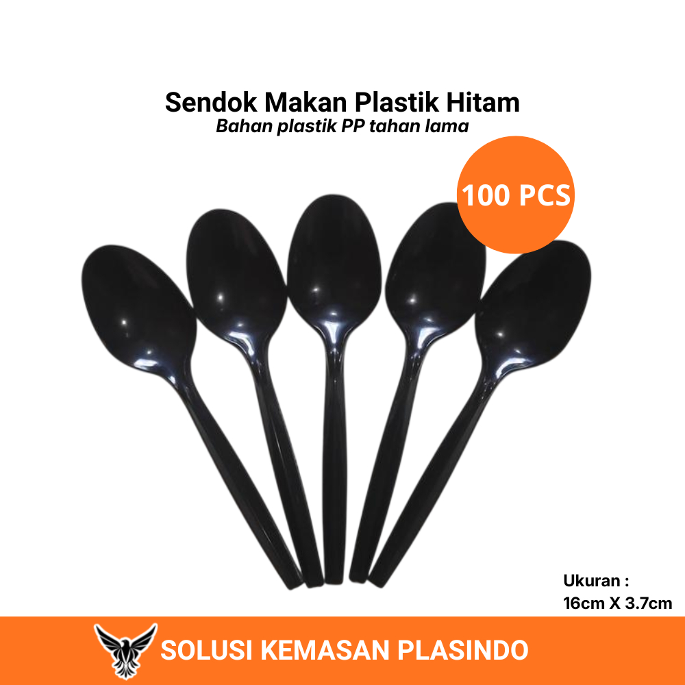 100pcs Sendok Makan Hitam / Sendok Makan Panjang Hitam