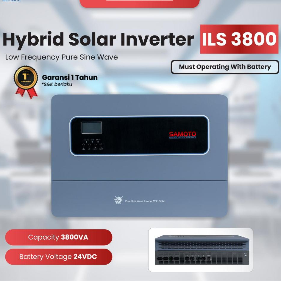 Samoto Hybrid Solar Inverter Pure Sine Wave Low Frequency 3000W MPPT Sistem Battery 24V 3800VA Solar