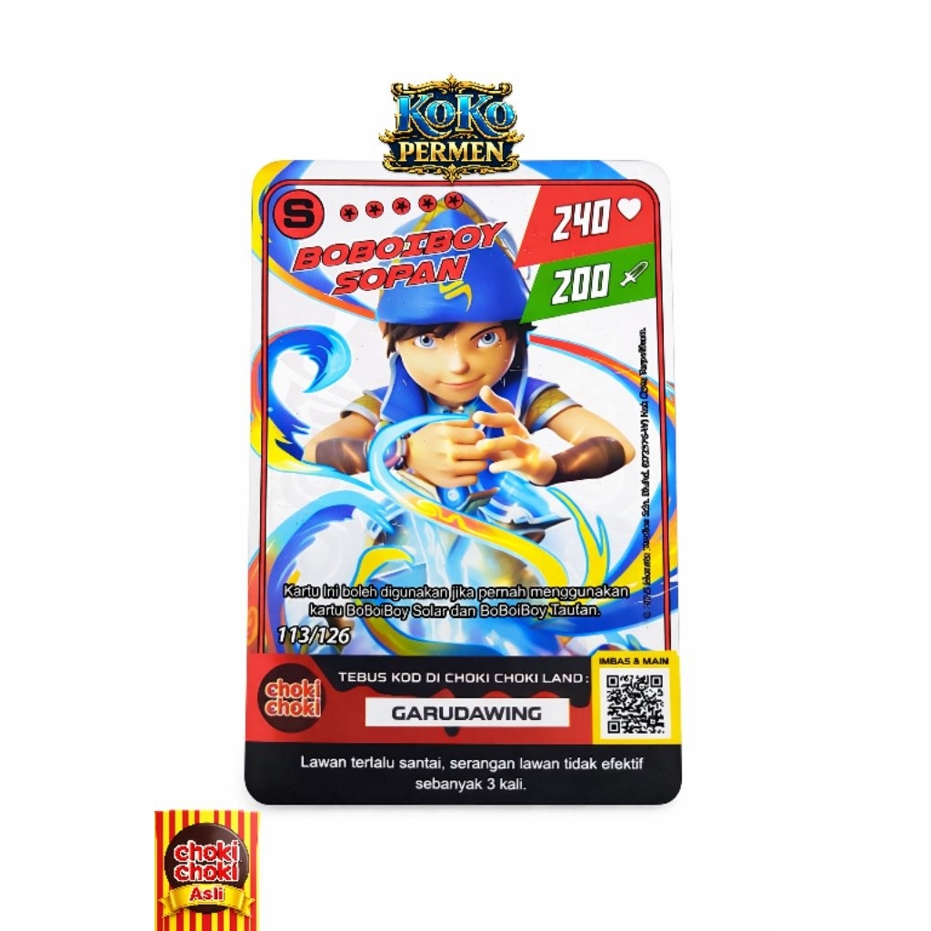 Kartu Holo S BOBOIBOY SOPAN 10 Kartu Asli Choki choki