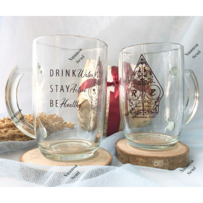 Souvenir Gelas Pernikahan Gelas Kaca Minum Gelas Mug Oval Jumbo Gelas Jus Gelas Gagang Kaca Besar Ge
