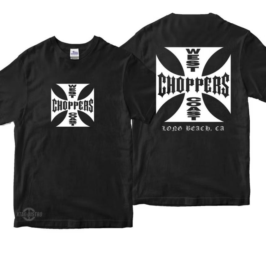 Kaos CHOPPERS - LONG BEACH CA WEST COAST tshirt motorcycle chopper street rider motor built up plast
