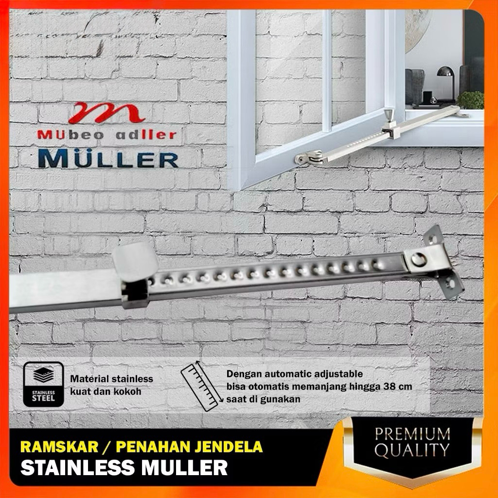 MULLER LAMSKAR RAMSKAR PENAHAN JENDELA STAINLESS MATERIAL STAINLESS STEEL