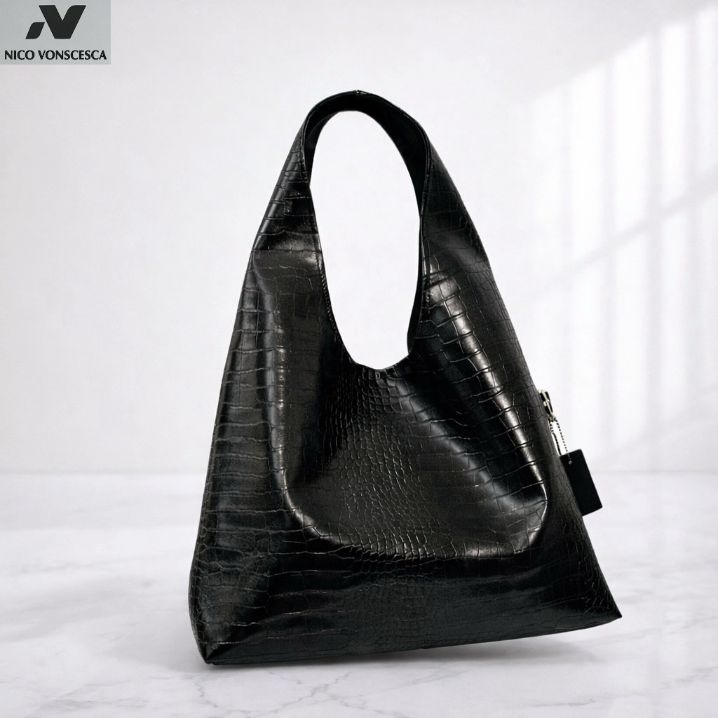 NVBAGS - MILAN Tas Tote Selempang Bahu Wanita Tas Shoulder Bag Totebag Sling Bag Bahan Kulit Croco G