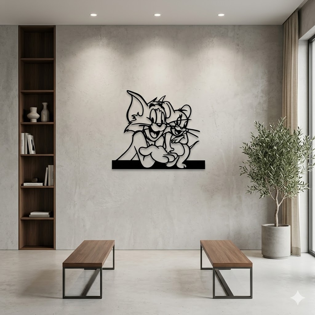 hiasan dinding dekoratif kayu triplek motif tom&jerry