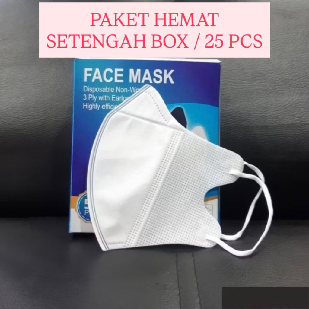 MASKER DUCKBILL FACE MASK HITAM DAN PUTIH GARIS 3PLY 25 PCS | DUCKBIL FACEMASK