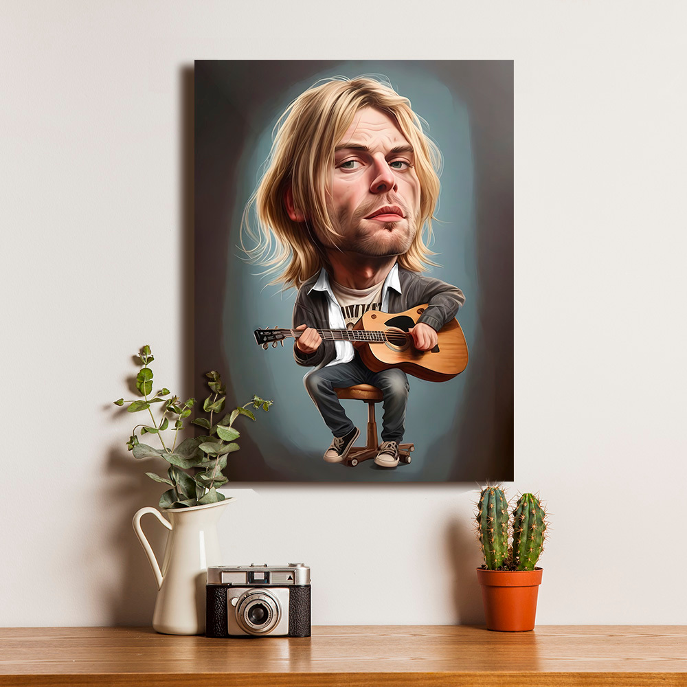 Poster Kurt Cobain Nirvana Dekorasi Hiasan Pajangan Dinding Bingkai Kayu Vintage Siap Pasang
