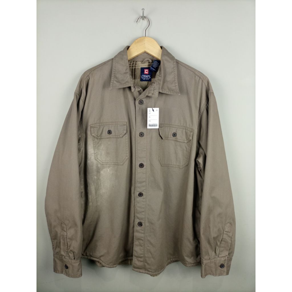 Kemeja Jaket Chaps By Ralph Lauren Tebal Original_Coklat_Size XL Fit XXL
